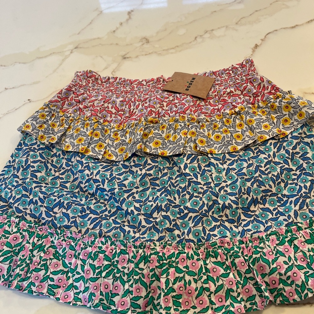 Mini Boden Floral Ruffle Skirt - Pink, Yellow, Blue